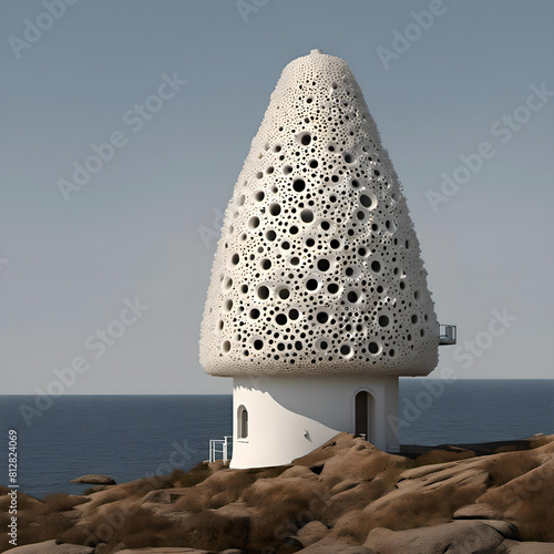 Radiolaria lighthouse on the rocks photo