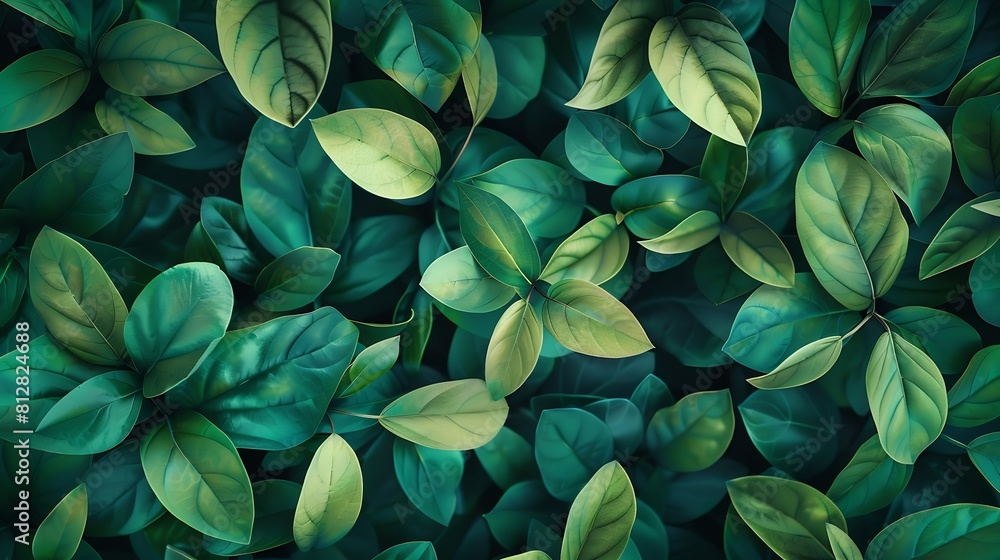 Creative layout made of green leaves Flat lay Nature concept : Generative AI Creative layout made of green leaves Flat lay Nature concept : Generative AI
