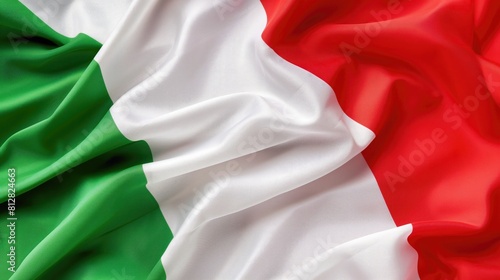 Close-up of Textured Italian Flag, Vivid Green, White, and Red Tricolore Representing Italy