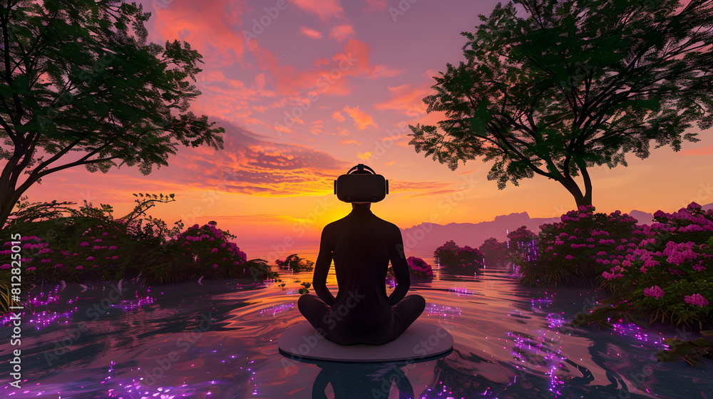 Embracing Serenity: Virtual Reality Meditation amidst Tranquil Digital Nature