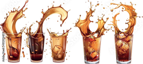 Splashes of cola, coffee, rum or whiskey drinks