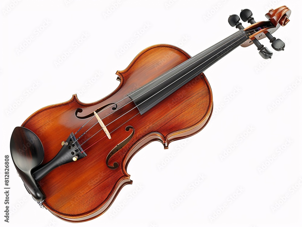 Fototapeta premium Violin on Display: Elegant Wooden Instrument with Silver String