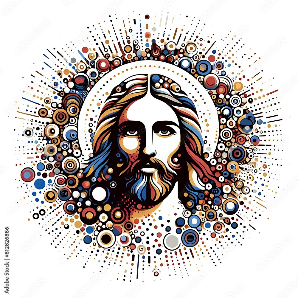 A drawing of a jesus christ with long hair and a beard image realistic attractive harmony lively illustrator.