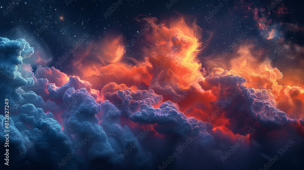 Ethereal Cloudscape: Magnificent Cosmic Beauty on Black Background