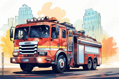 City fire brigade in action flat design front view emergency theme water color Complementary Color Scheme