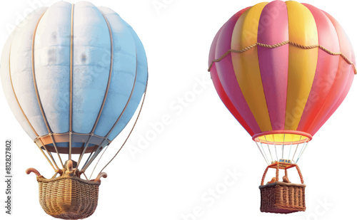 3d isolated hoy air balloon basket travel illustration