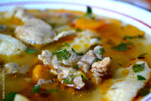 Hot vegetable and meat soup