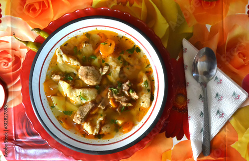 Hot vegetable and meat soup