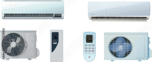 Vector realistic mockup of split system for climate control
