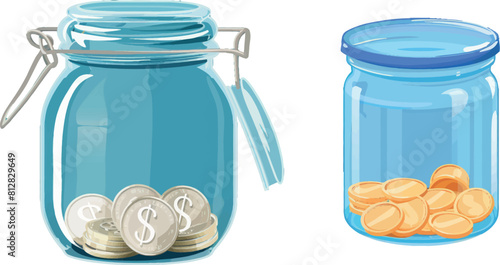Glass money box for tips, savings or donations