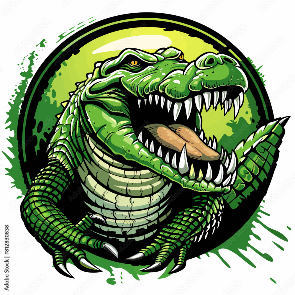 Obraz premium Graphics of angry Crocodile in sports graphic logo