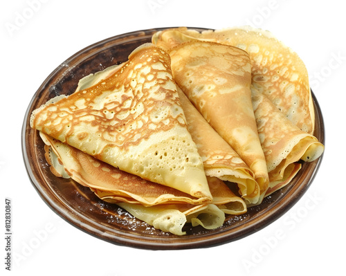Crepes in plate, on transparent background