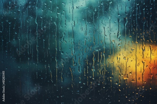 Raindrops on a window during a storm flat design front view rainy day theme water color Splitcomplementary color scheme
