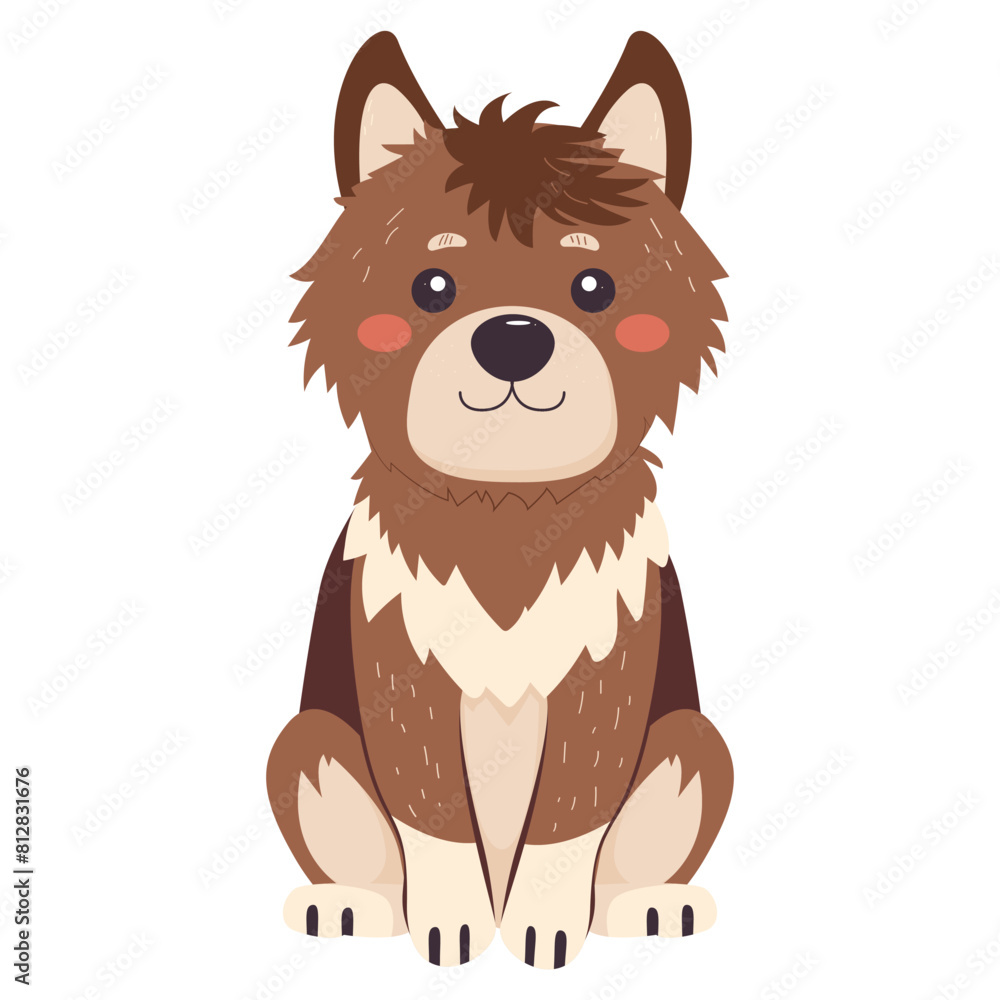 Cute smiling dog in flat cartoon style. Comic happy dog, isolated on a white background. Illustration design for stickers, comics, print. Cute smiling dog in flat cartoon style. Comic happy dog, isolated on a white background. Illustration design for stickers, comics, print.