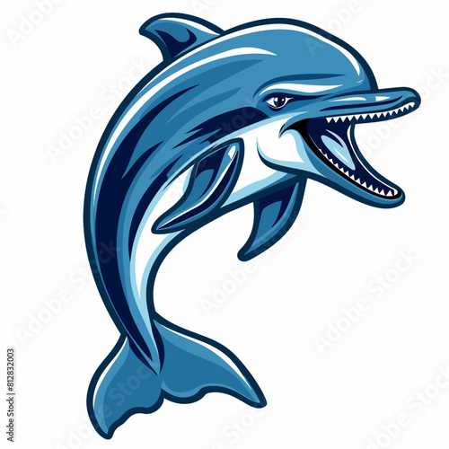 Graphics of angry Dolphin in sports graphic logo