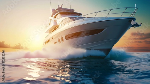 enjoying summer vacation on a boat in the sea or ocean summer vacation with a speed boat yacht Summer vacation concept on a speed yacht boat Summer holidays on a luxury yacht : Generative AI