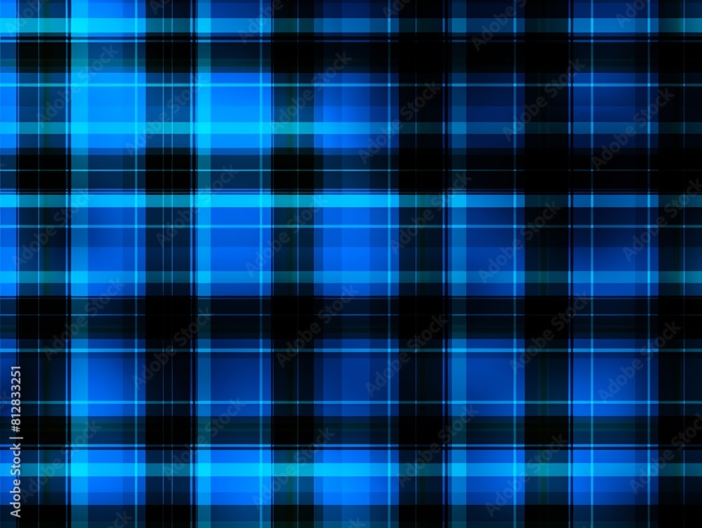 Black and neon blue plaid pattern background texture