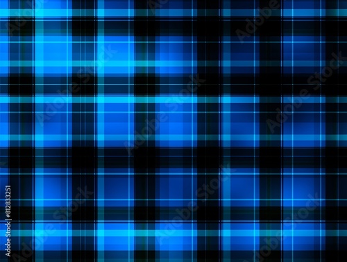Black and neon blue plaid pattern background texture