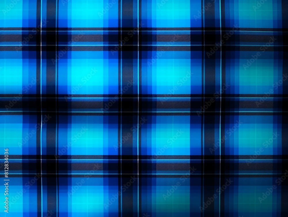 Black and neon blue plaid pattern background texture