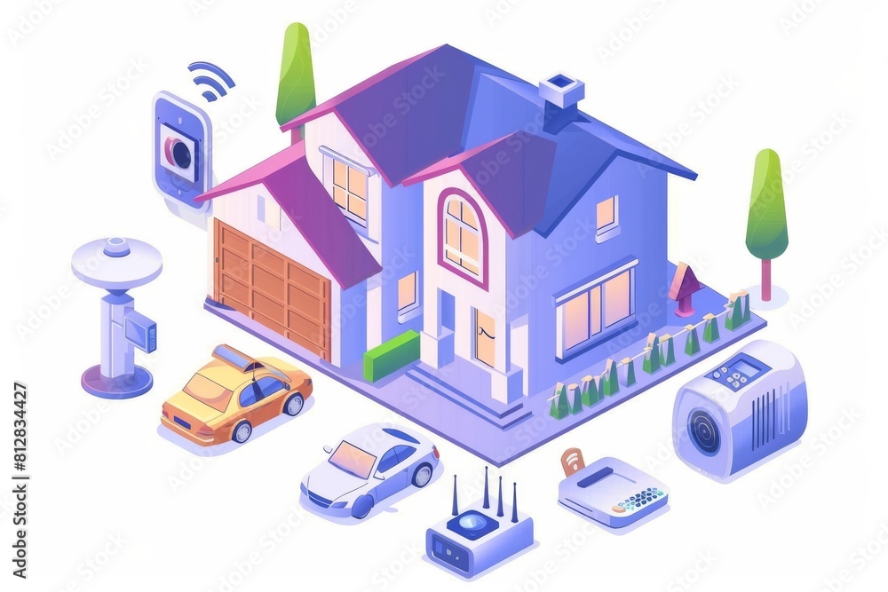 Efficient smart home security system includes ctv surveillance with reliable modern sensors, shatter-proof cameras, safeguard locks, and security illustrations. Efficient smart home security system includes ctv surveillance with reliable modern sensors, shatter-proof cameras, safeguard locks, and security illustrations.