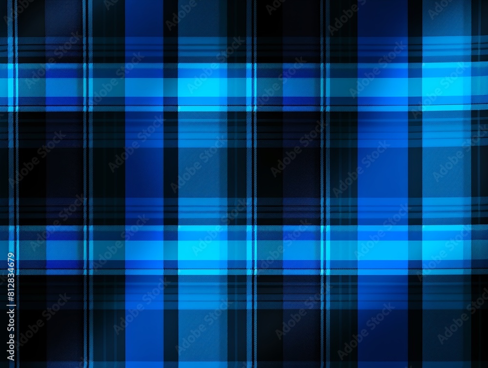 Fototapeta premium Black and neon blue plaid pattern background texture