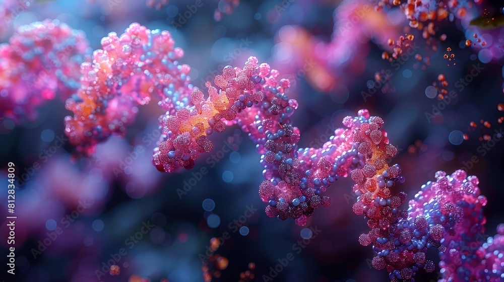 The image shows a 3D rendering of a DNA double helix. The image shows a 3D rendering of a DNA double helix.