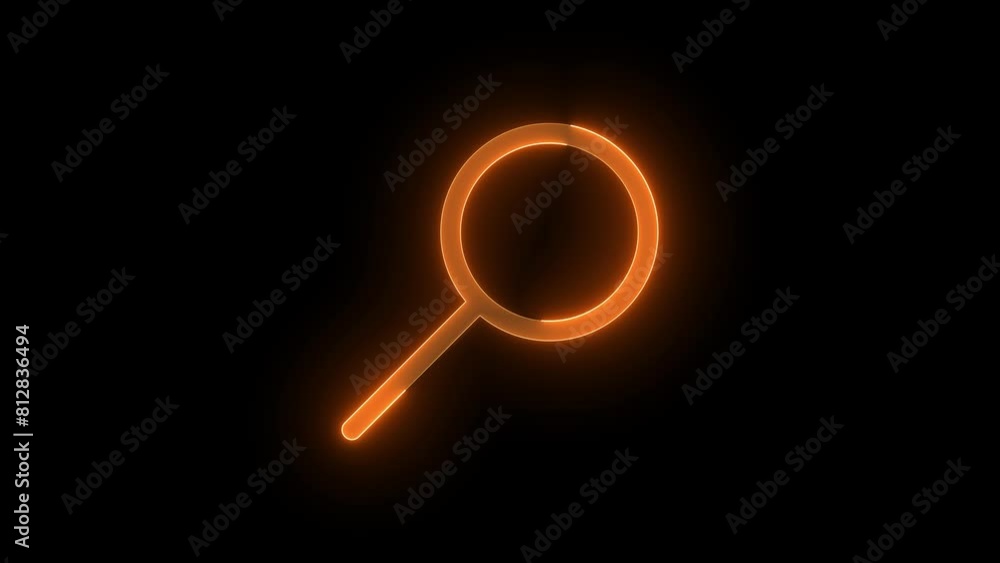 Search icon glowing neon brown color animation black background Search icon glowing neon brown color animation black background