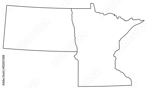 Map of the US states with districts. Map of the U.S. state of North Dakota, Minnesota