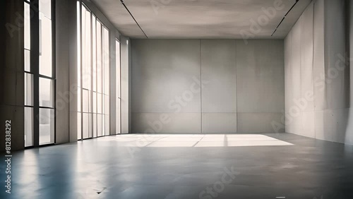 Sparse Room With Large Window Generative AI photo