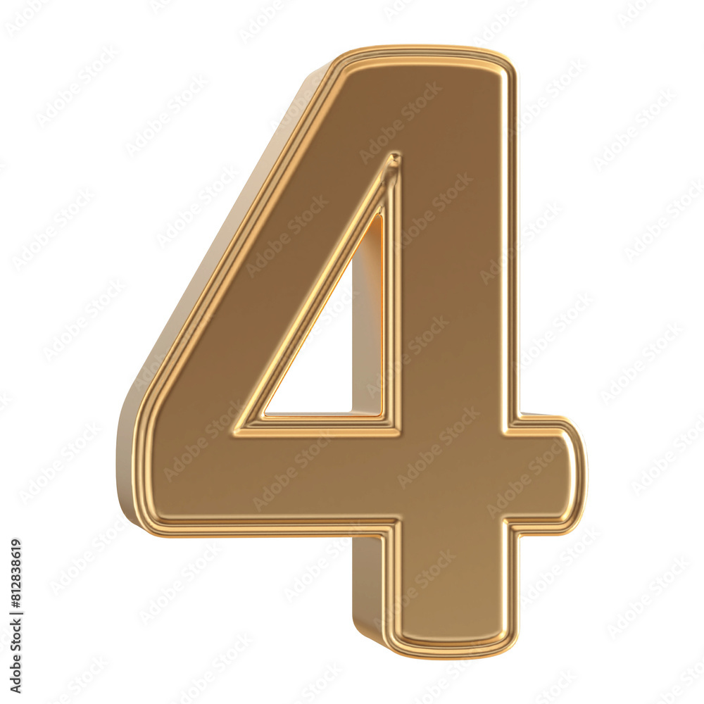 Obraz premium Gold 3D Number 4