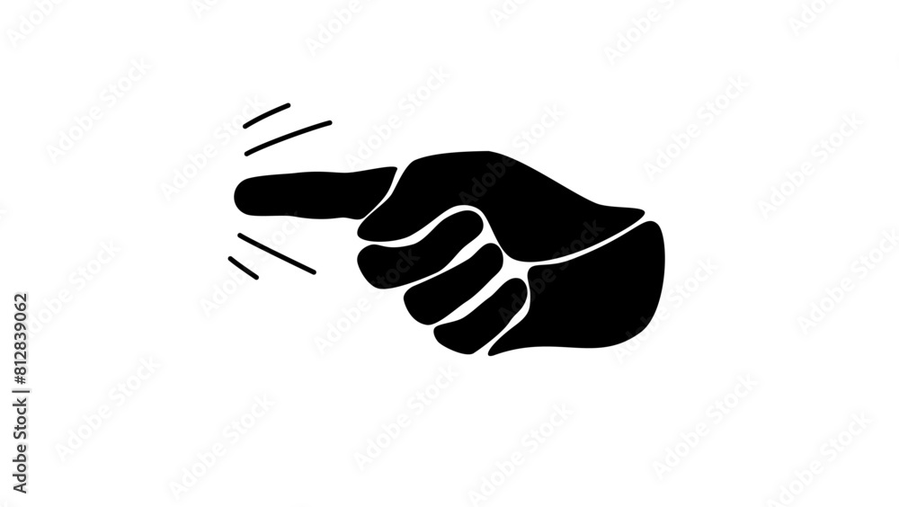 Obraz premium Pointing finger sign, black isolated silhouette