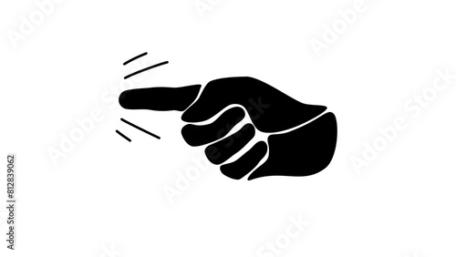 Pointing finger sign, black isolated silhouette