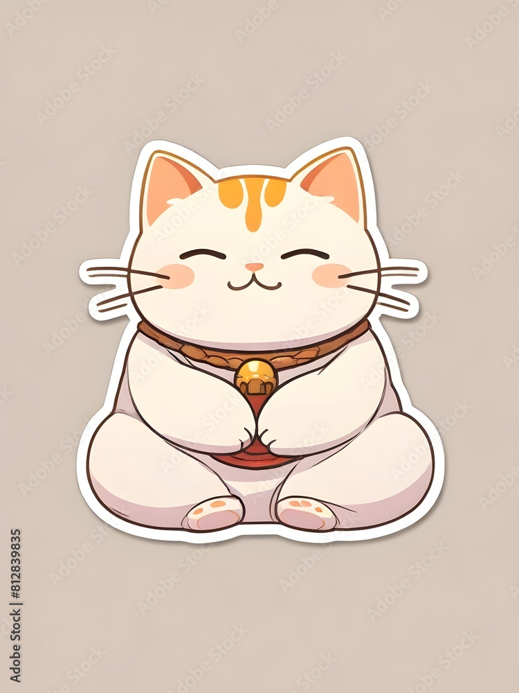 Obraz premium Buddha Cat Cute Animal Illustration Art