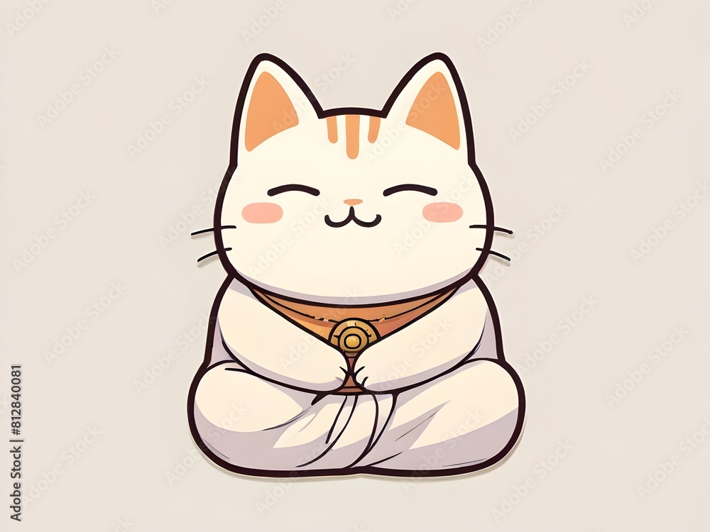 Obraz premium Buddha Cat Cute Animal Illustration Art