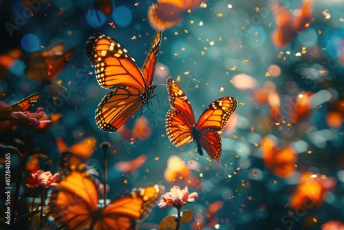 butterfly background. delicate background of many butterflies © MK studio