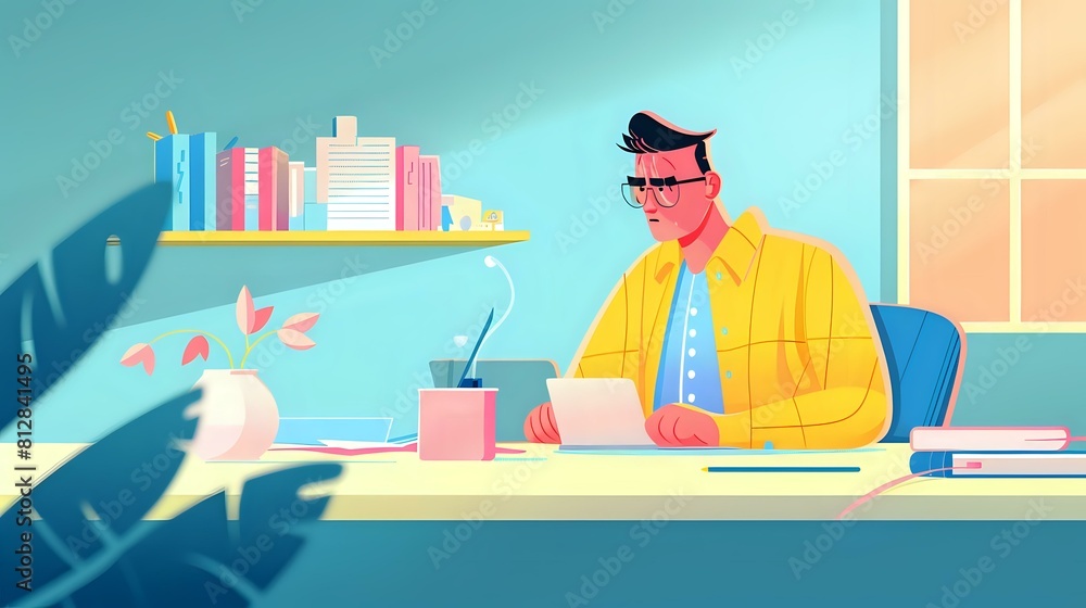 Diligent Cost Accountant Analyzing Spreadsheets in Organized Office Diligent Cost Accountant Analyzing Spreadsheets in Organized Office