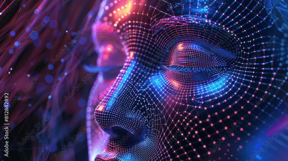 futuristic Artificial Intelligence. hologram dot face style AI generated futuristic Artificial Intelligence. hologram dot face style AI generated