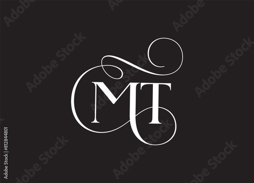 MT latter ligature typography logo design template