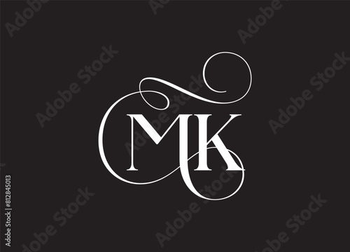 MK latter ligature typography logo design template