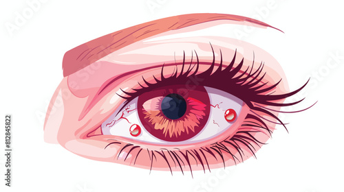 Conjunctivitis concept with red eye and lacrimation photo