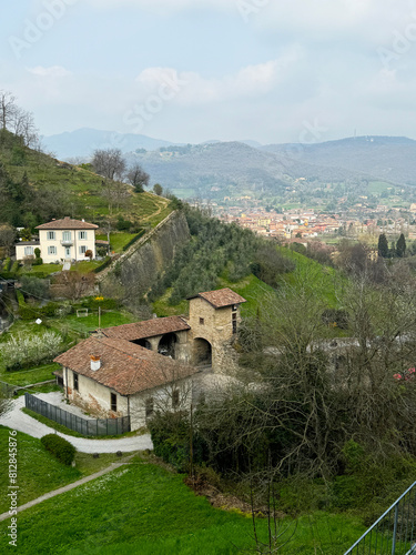 Citta Alta Bergamo, tradtitional Italian house upper town Bergamo