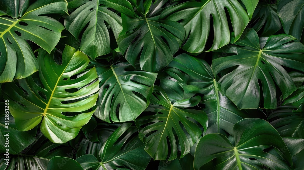 Fototapeta premium tropical leaves top view. Selective focus
