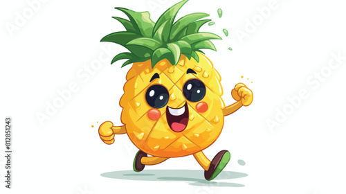 Cute and funny pineapple character running with thu photo