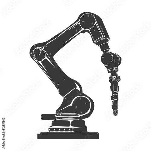 Silhouette industrial robotic arm black color only