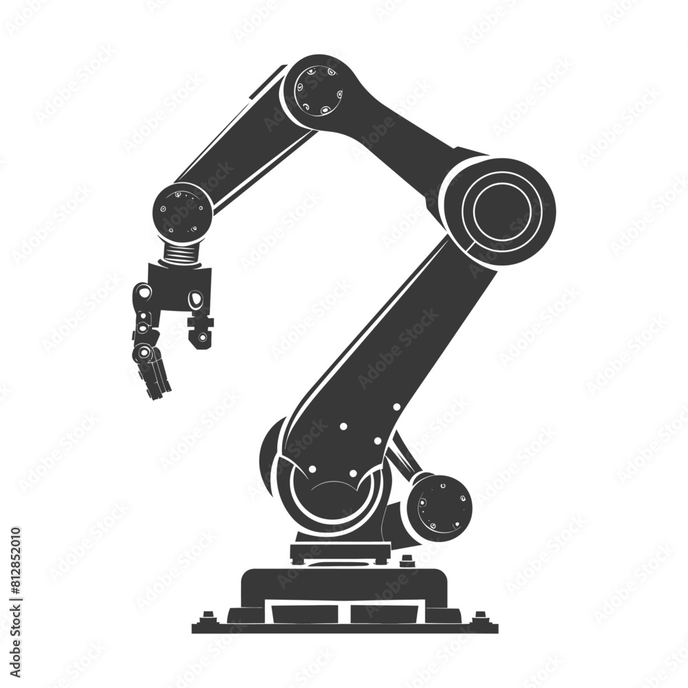 Silhouette industrial robotic arm black color only Silhouette industrial robotic arm black color only