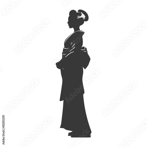 Wallpaper Mural Silhouette Independent Japanese women wearing kimono black color only Torontodigital.ca