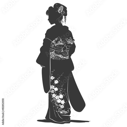 Silhouette Independent Japanese women wearing kimono black color only