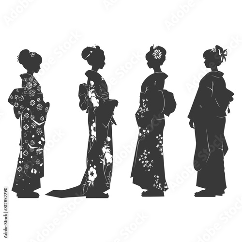 Silhouette Independent Japanese women wearing kimono black color only