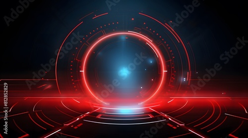  red Abstract technology background circles digital hi-tech technology design background. concept innovation. vector illustration