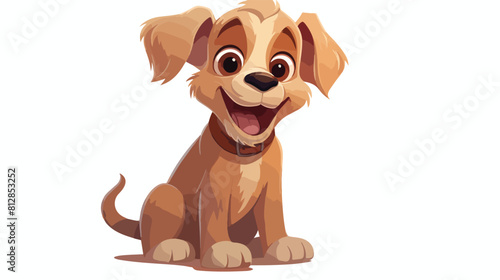 Cute brown funny house dog puppy character sitting